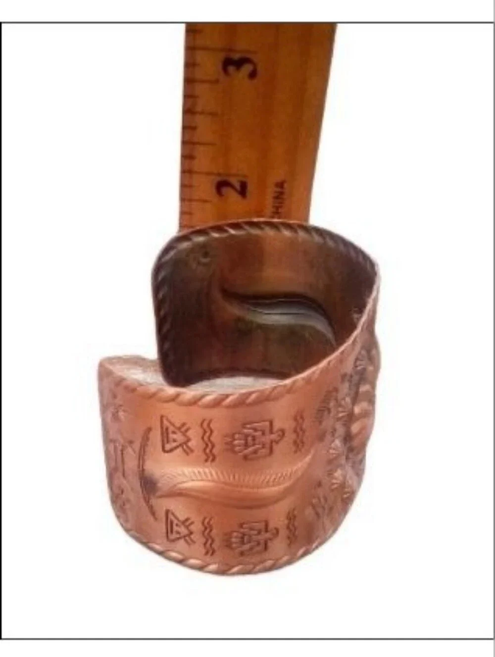 Bell Trading Post Vintage Solid Copper Stamped Wide Cuff Bracelet